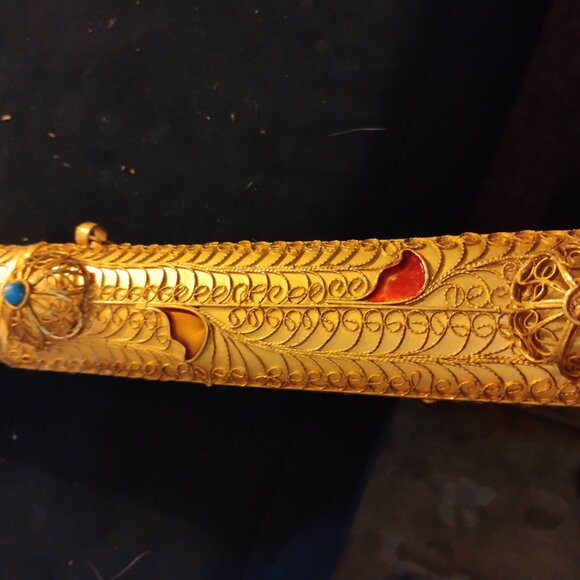 Ceremonial Wedding Sword w/ 24k Gold Filigree Handle and Sheath * Engraved Inscr - Picture 12 of 13